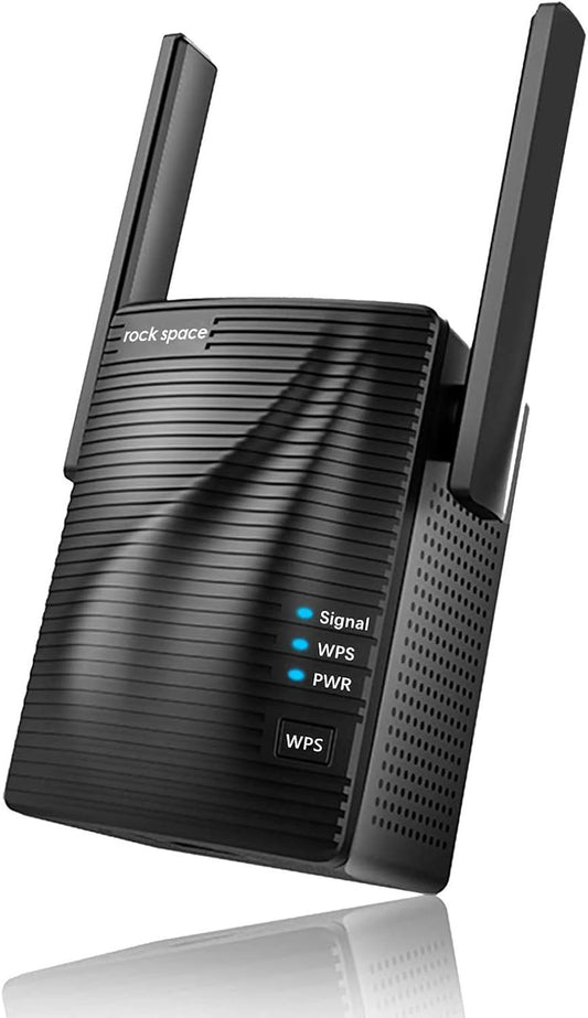Répéteur WiFi 1200 Mbps Dual Band (5 GHz et 2,4 GHz) avec Port Ethernet, Installation Instantanée Via Bouton WPS - Étend la Couverture jusqu'à 200 m²