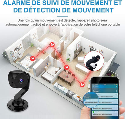 Mini Camera Espion,KEAN Micro Caméra de Surveillance WiFi sans Fil sur 5 Heures Batteries FHD Camera Miniature IP Cachée Spy avec Vision Nocturne et Détection de Mouvement pour de Sécurité Intérieure