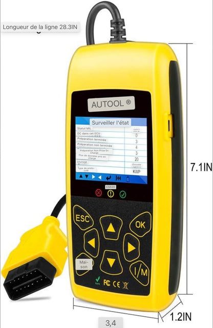 Lecteur de code de voiture AUTOOL OBD2, scanner de système de moteur automobile, outil de diagnostic de code d'erreur pour véhicule universel, CS-520