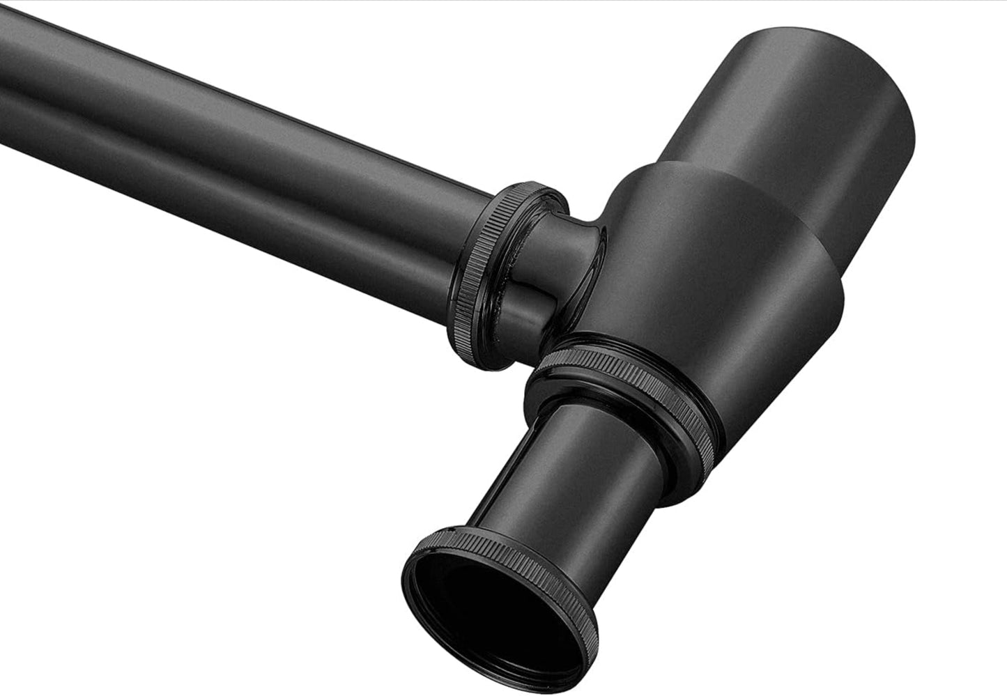 Ibergrif M20505B, Siphon de Lavabo en Métal, Siphon à Tube 1-1/4"x32mm, Tube Siphon de Lavabo en Acier Inoxydable Anti Odeur pour Evier Cuisine, Hauteur Réglable, Givré, Noir