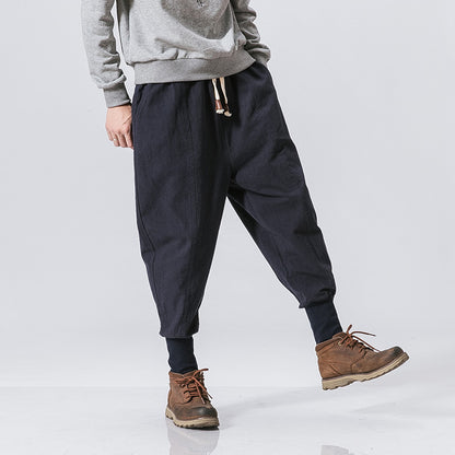 Pantalon Harem "Street-Zen" – Mélange Coton & Lin, Coupe Hip-Hop & Chevilles Ajustées