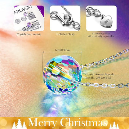 Alex Perry Collier en Cristal pour femmes, Collier en Argent 925, Pendentif en Cristal Cube pour Filles, Cadeaux Personnalisés pour Elle, Cadeaux pour la Fête des Mères, avec boîte à bijoux
