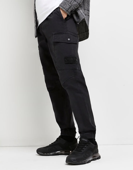 River Island - Pantalon cargo - Noir délavé