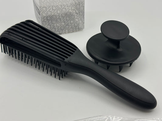 Kits 3 pièces peigne noir à huit griffes peigne en silicone souple pour cheveux bouclés secs et humides