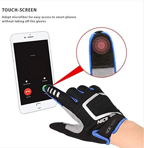 LOHOTEK Gants de Cyclisme de Bicyclette de Moto de Rembourré de Montagne de Bicyclette d'autoroute de Hommes Femmes Écran Tactile Antidérapant (L, Rouge)