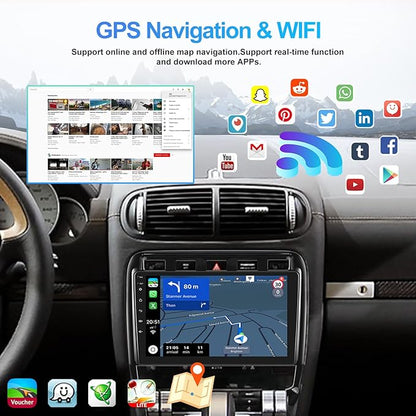 Autoradio pour Porsche Cayenne 2G+32G Android 13 2002-2010 avec CarPlay Android Auto