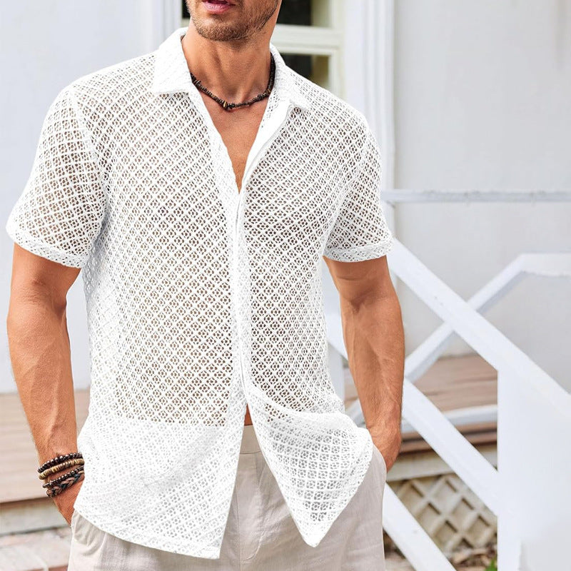 Chemise "Aero-Mesh" – Maille Texturée, Coupe Relax & Style Riviera