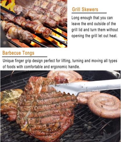 Set Barbecue, 25pcs Barbecue Accessoire avec Résistant à la Chaleur dans Le Cas, Premium Complète Kit Barbecue - Ustensiles Barbecue pour Homme