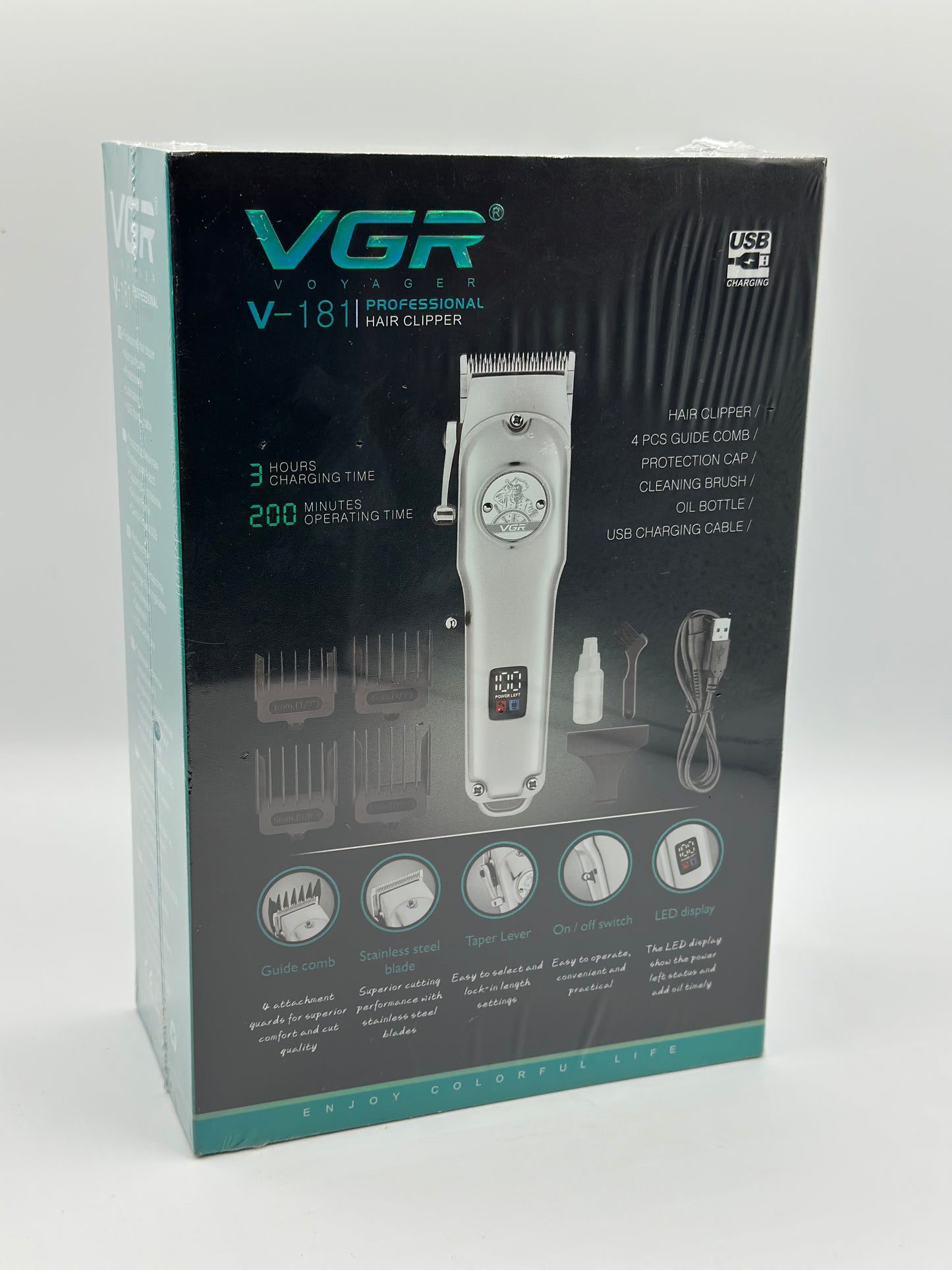 Tondeuse à cheveux professionnelle pour homme, câble USB/sans fil, rechargeable avec écran LED (doré)