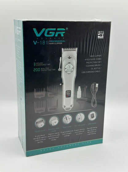 Tondeuse à cheveux professionnelle pour homme, câble USB/sans fil, rechargeable avec écran LED (doré)