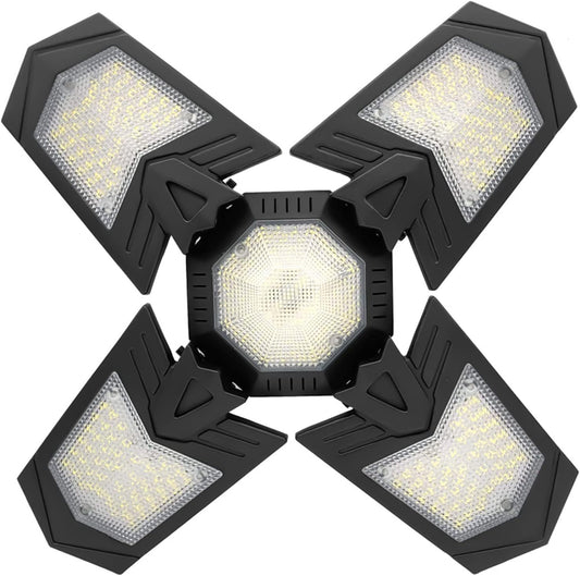 Luminaires de Garage à LED, 12000LM - 6500K Luminaire Garage, Éclairage Magasin Avec Panneaux Ajustables Multi Panneaux Position LED Plafond Lumineux Pour Garage Magasin Atelier Sous-sol Entrepôt