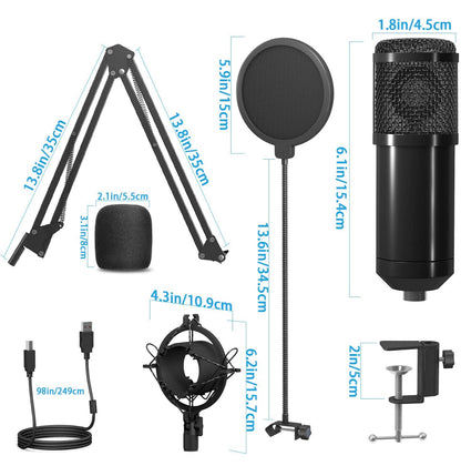 Microphone Kit Professionnel USB - Condensateur avec Filtre Anti-Pop PC neuf