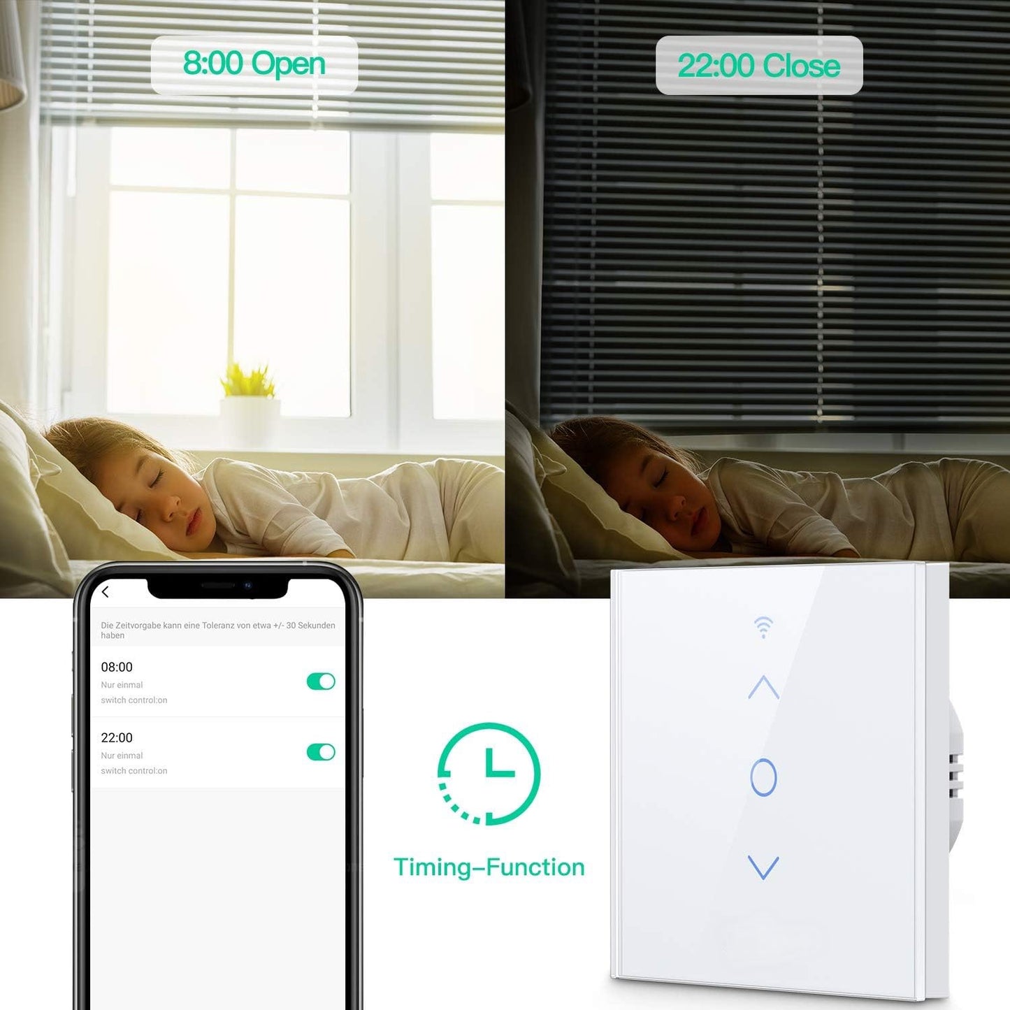Interrupteur Volet Roulant Connecté WiFi, Intelligent avec Ecran Tactile (Alexa,Google) app smart