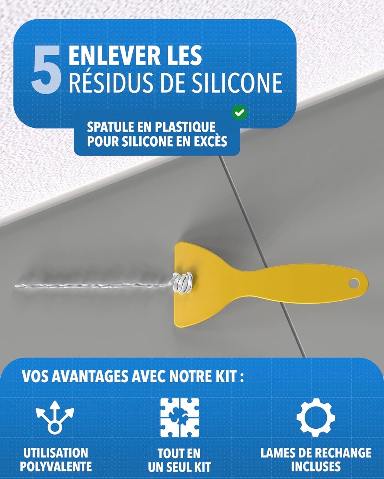 Kit complet de 23 outils pour enlever et lisser le silicone – Grattoir, couteau à joint, spatule et lisseurs – Ensemble pour joints silicone dans salle de bain, cuisine, carrelage et fenêtres