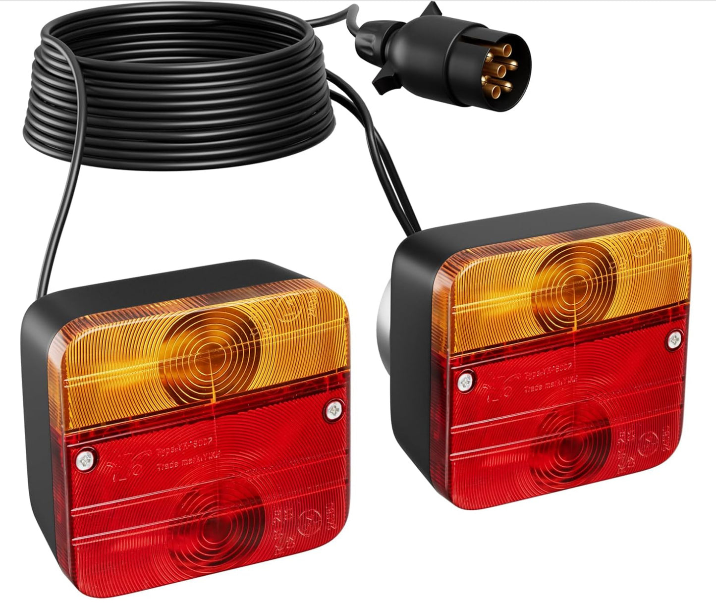 Feux Remorque avec 7M Câble Feu Arrière de Remorque 12V 7 Broches avec Marque de Test E pour Voitures Camions Caravanes Bateaux Camionnettes Feux Arrière d'éclairage
