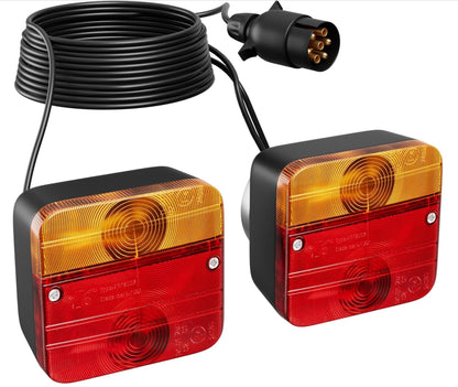 Feux Remorque avec 7M Câble Feu Arrière de Remorque 12V 7 Broches avec Marque de Test E pour Voitures Camions Caravanes Bateaux Camionnettes Feux Arrière d'éclairage