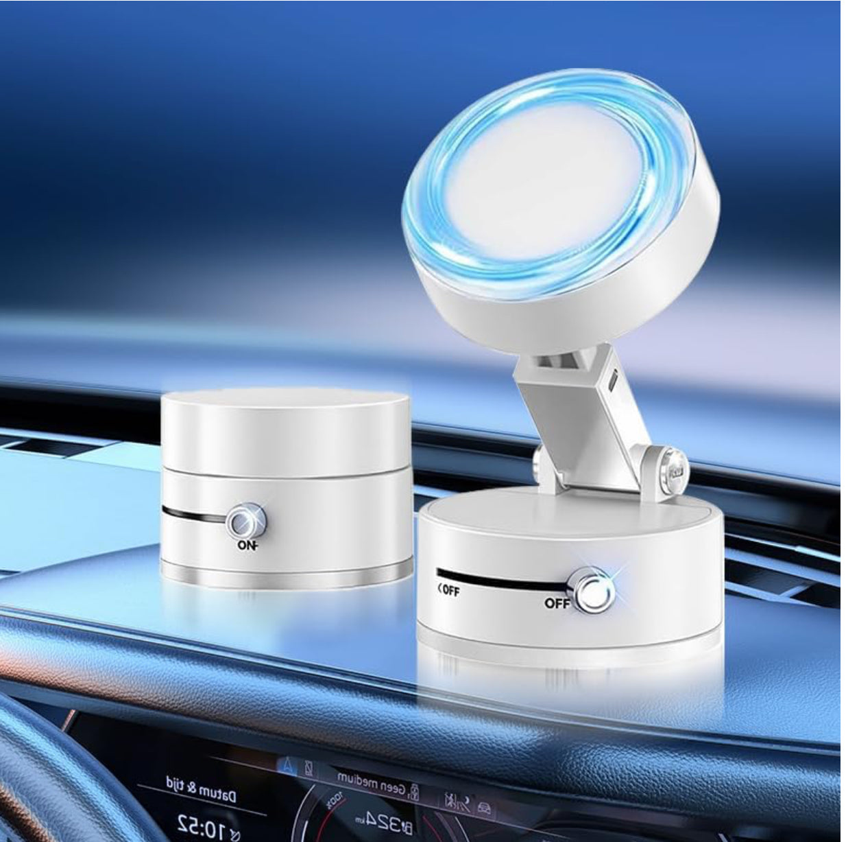 Support de téléphone magnétique pliable et rotatif blanc - Miroir de fitness magnétique robuste - Surface lisse - Pour tous les véhicules