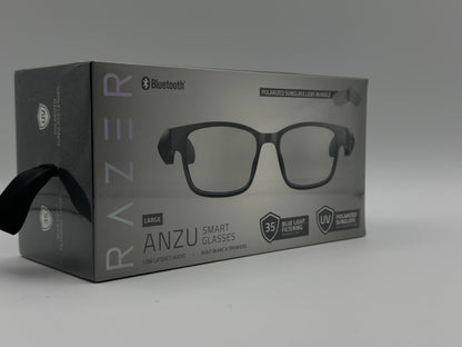 Lunettes à filtre anti-lumière bleue ou lunettes de soleil audio (Rectangle, Large) (Son à faible latence, Conception IPX4 résistante à l’eau, Micro intégré et haut-parleurs) Noir Razer Anzu