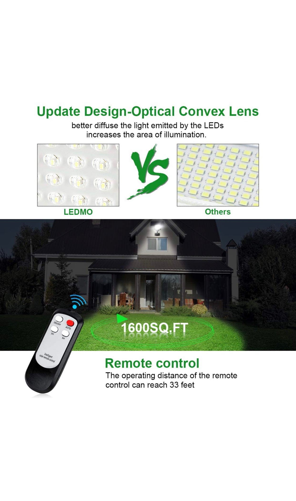 Lampadaire lampe solaire extérieur 80W 6500K 800LM avec télécommande IP67 étanche neuve