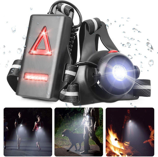 Lampe Feu de position, USB Rechargeable LED Course à pied Lamp Sport avec 120° Réglable Light, Imperméable Security Avertissement Lumière pour la course à pied, le Camping, la Randonnée, Ourdoor Adventure
