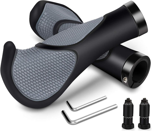 Poignées de vélo Ergonomiques, poignées de vélo/poignées de guidon en caoutchouc antidérapant et tampon, poignées de guidon avec design Lock-On à deux côtés, pour VTT, vélo de trekking, vélo de route de ville (guidon de 22 mm)