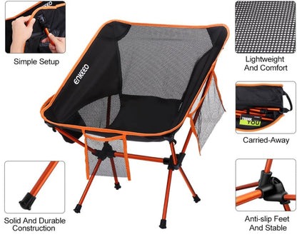 ENKEEO Chaise de Camping Pliable Chaise Camping Ultra-Légères Portatives avec Le Sac de Transport (1,2 kg) neuf