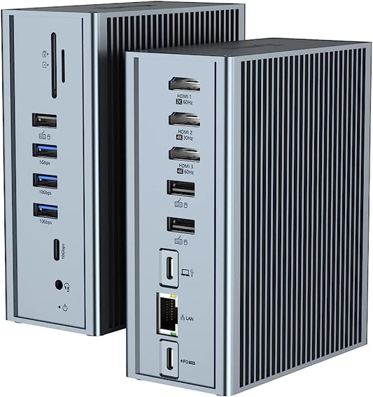 Station d'accueil 16en1 HDMI 100W PD USB-A/C 10Gbps MacBook Pro/Air Charge PD