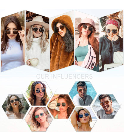 Lunettes de Soleil Moderne Géométrique Métal Temples Minces Polarisé Lentille Plate Hexagonal pour Femmes et Hommes