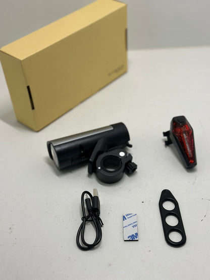 Kit d'éclairage de vélo - Rechargeable par USB - Homologation - 2 modes d'éclairage IPX4 - Étanche - Pour enfants et adultes - Noir