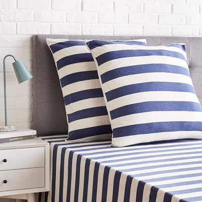oreillers en jersey, paquet de 2, larges rayures-65 x 65 cm, marine