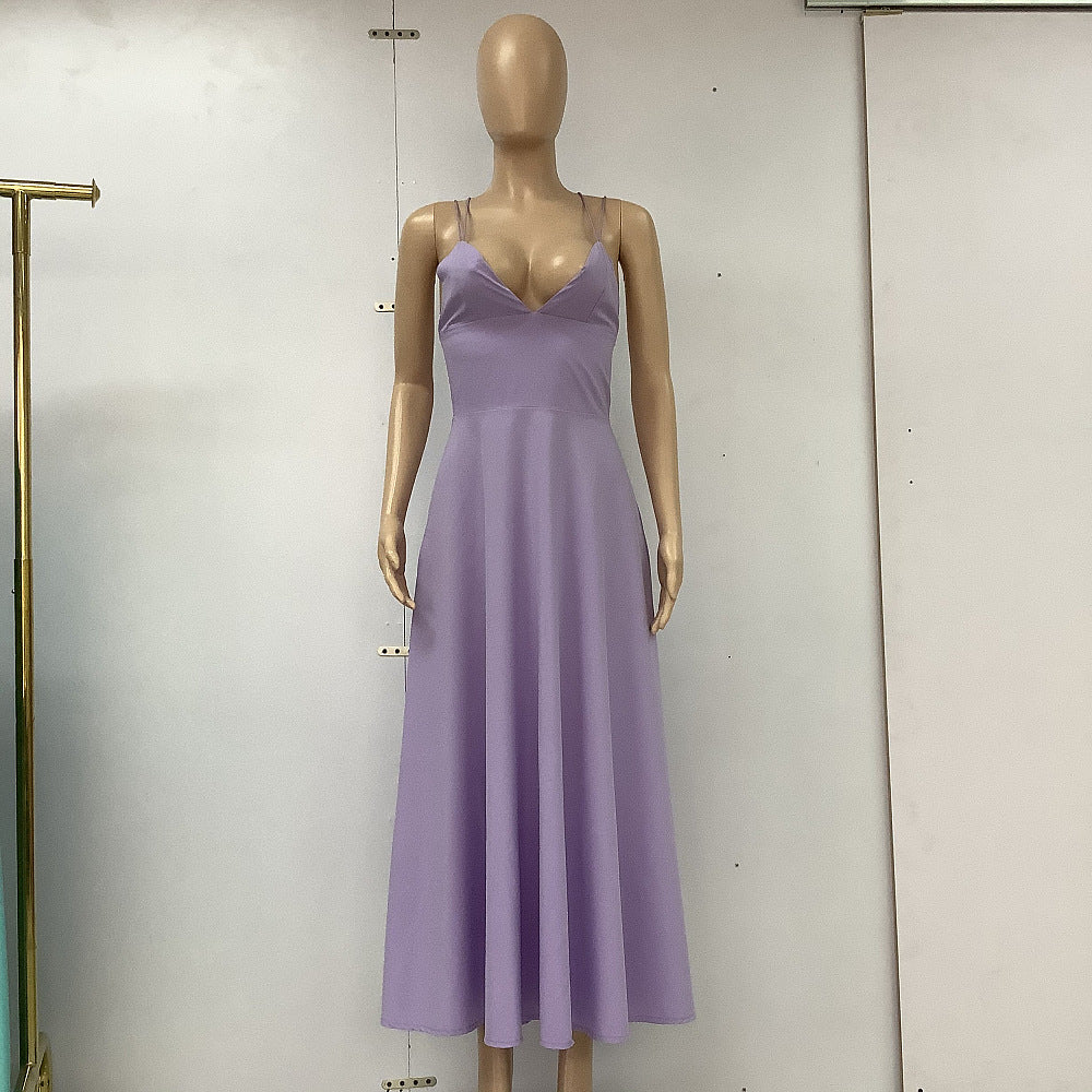 Robe Maxi "Aura-Summer" – Coupe Évasée, Décolleté en V & Dos Nu