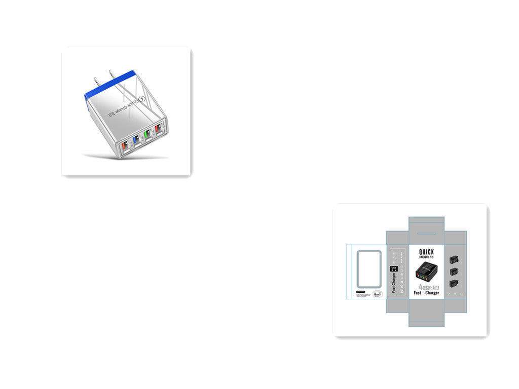 Chargeur USB Charge rapide 3.0 4 Adaptateur de téléphone pour tablette Chargeur mobile mural portable