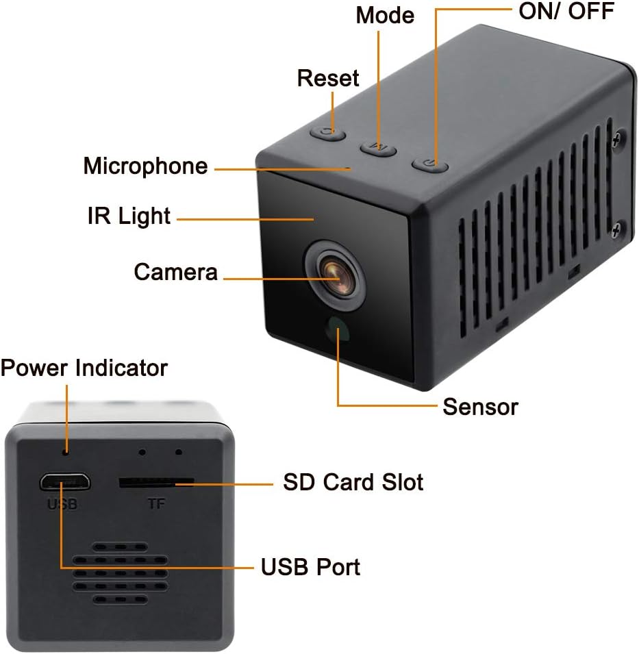 Mini Caméra Espion WiFi Caméra Cachée 1080P Caméra de Surveillance avec Vision Nocturne Automatique/Audio Bidirectionnel/Grand Angle/Alerte Fortification pour Intérieur et Extérieur