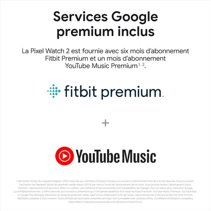 Google Pixel Watch 2 – Boîtier en Aluminium Noir Mat – Bracelet Sport Noir Volcanique – Wi-FI