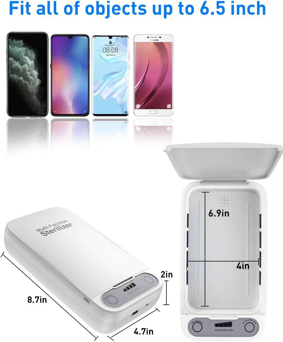 UV Stérilisateur, Smartphone Portable uvc stérilisateur, avec le nettoyant aromathérapie Cellphone fonction, Convient pour iPhone Android Devices Brosse à dents Bijoux Montre