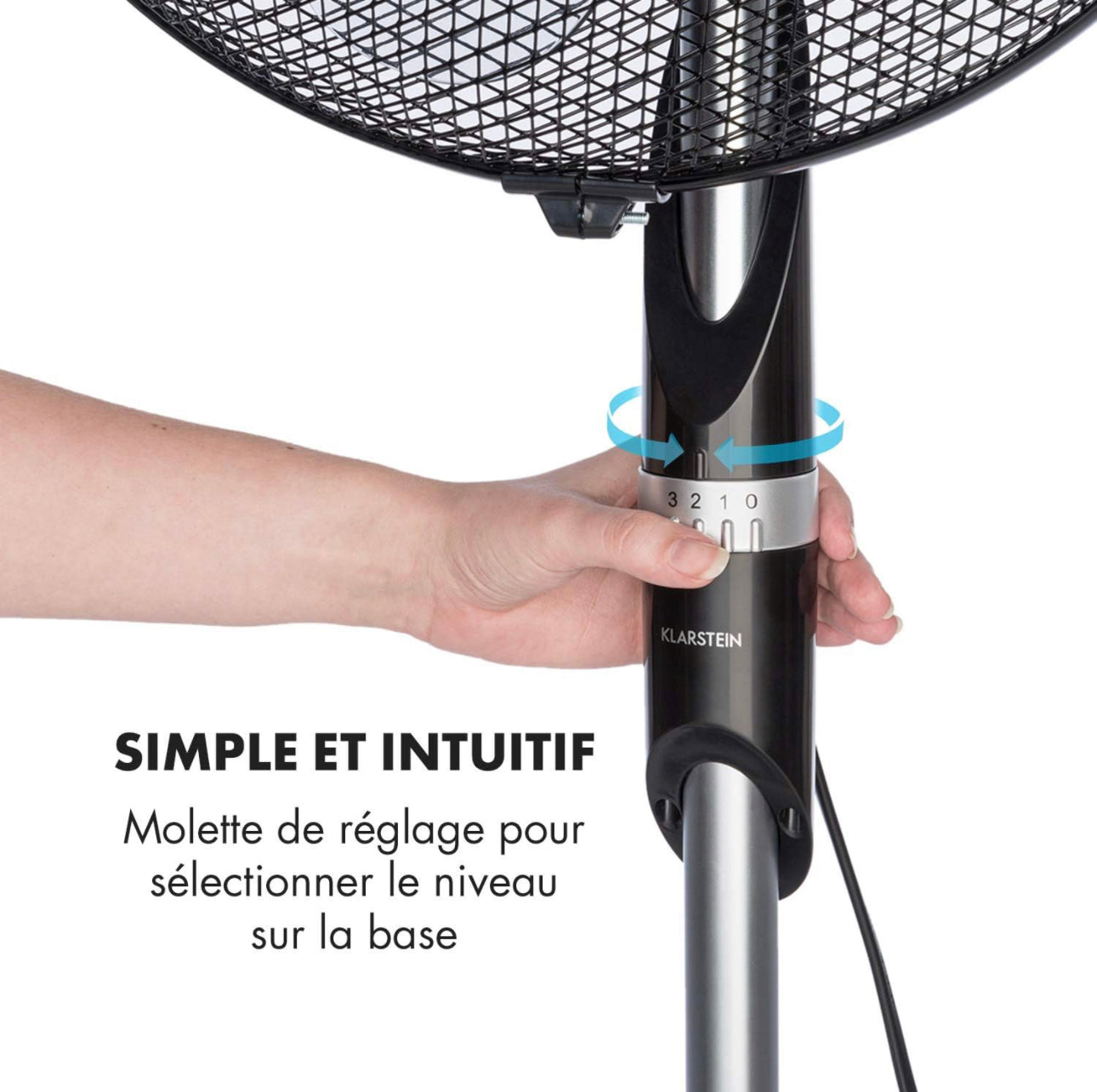 Ventilateur sur Pied, Jusqu'à 2040m³/h, 16" (41cm), 55W de puissance, 5 pales, Oscillation neuf