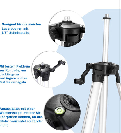 Laser lignes croisées avec trépied 4x360° 16 lignes laser lignes croisées 3 ° autonivelant avec support trépied,2 * 2400 mAh batteries et télécommande,support mural,cadre de levage