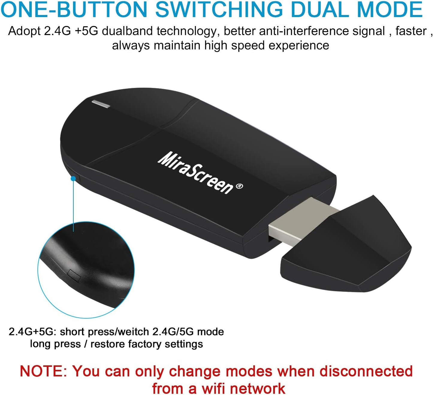 Miracast AirPlay DLNA Écran WiFi 2,4 G + 5 G sans Fil 4K HDMI Adaptateur Mini Appareil de Miroir Support Miracast AirPlay DLNA pour Smartphones Android/PC/MacBook sur Moniteur TV/projecteur