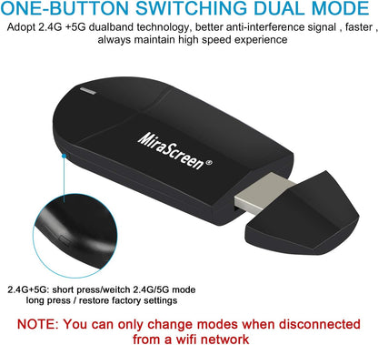 Miracast AirPlay DLNA Écran WiFi 2,4 G + 5 G sans Fil 4K HDMI Adaptateur Mini Appareil de Miroir Support Miracast AirPlay DLNA pour Smartphones Android/PC/MacBook sur Moniteur TV/projecteur