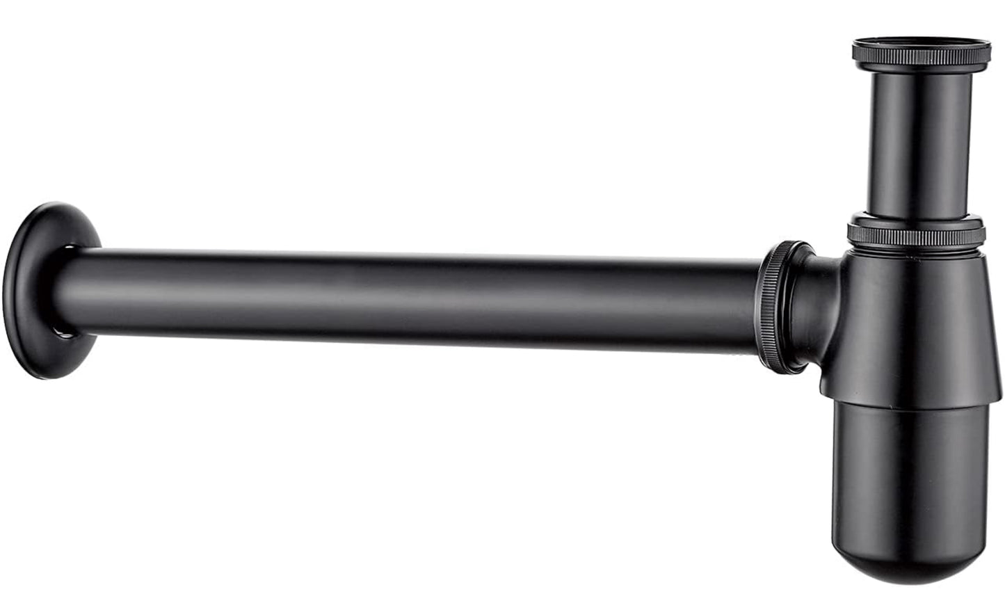 Ibergrif M20505B, Siphon de Lavabo en Métal, Siphon à Tube 1-1/4"x32mm, Tube Siphon de Lavabo en Acier Inoxydable Anti Odeur pour Evier Cuisine, Hauteur Réglable, Givré, Noir