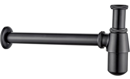 Ibergrif M20505B, Siphon de Lavabo en Métal, Siphon à Tube 1-1/4"x32mm, Tube Siphon de Lavabo en Acier Inoxydable Anti Odeur pour Evier Cuisine, Hauteur Réglable, Givré, Noir