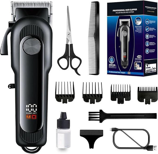 Tondeuse Cheveux professionnels Hommes, Barbe, Sans Fil, USB Rechargeable Écran à LCD