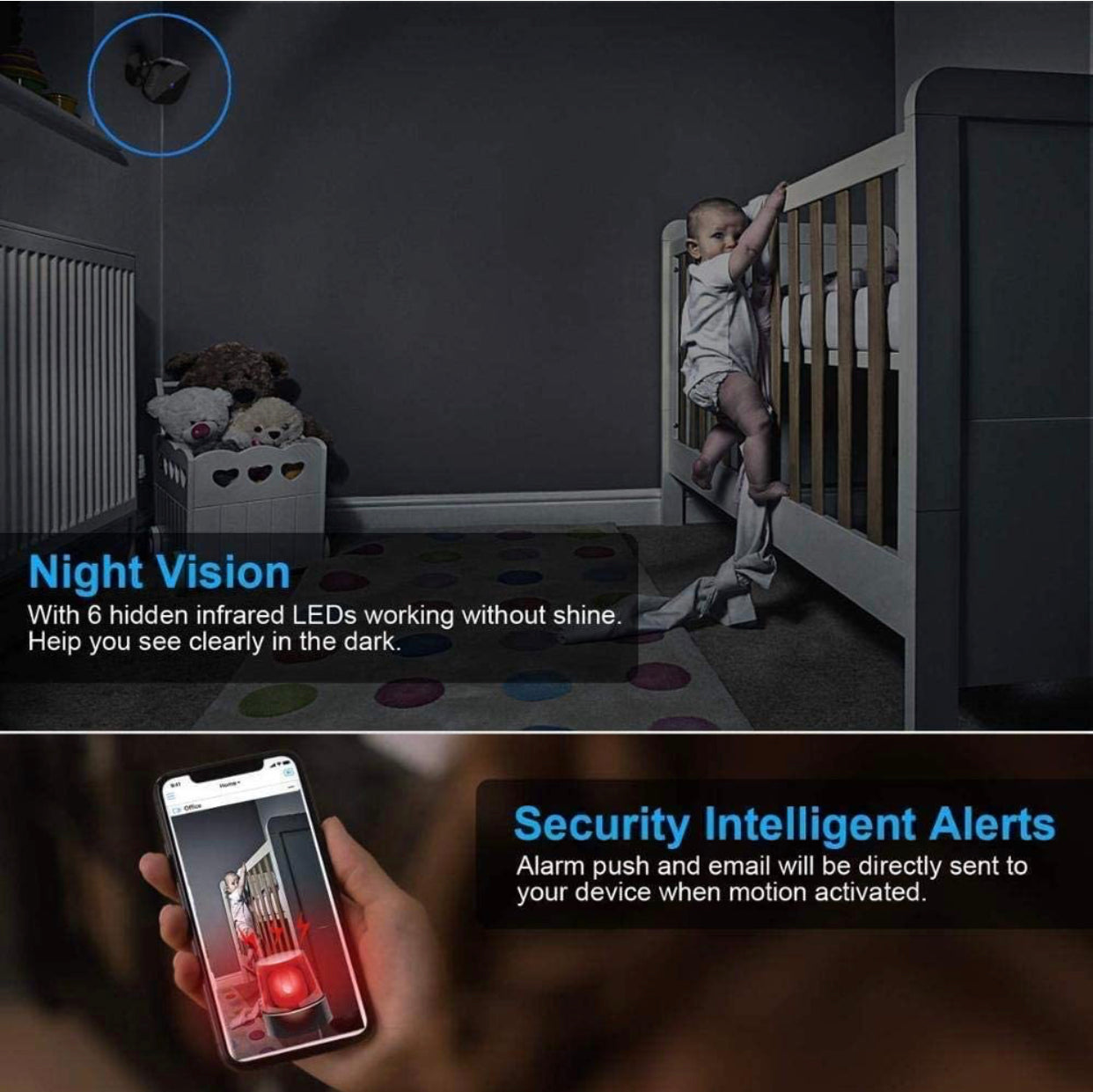 Mini Caméra de Surveillance 1080P Magnétique WiFi, WLAN avec Détection de Mouvement neuve