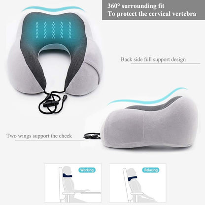 Oreiller de Voyage | U-Oreiller Cervical en Mousse à Mémoire | Couverture du Coussin Voyage Ergonomique Cou Oreiller 360°Tête et Cou Support Parfait- Bouchons d'oreilles, Masque et Sac