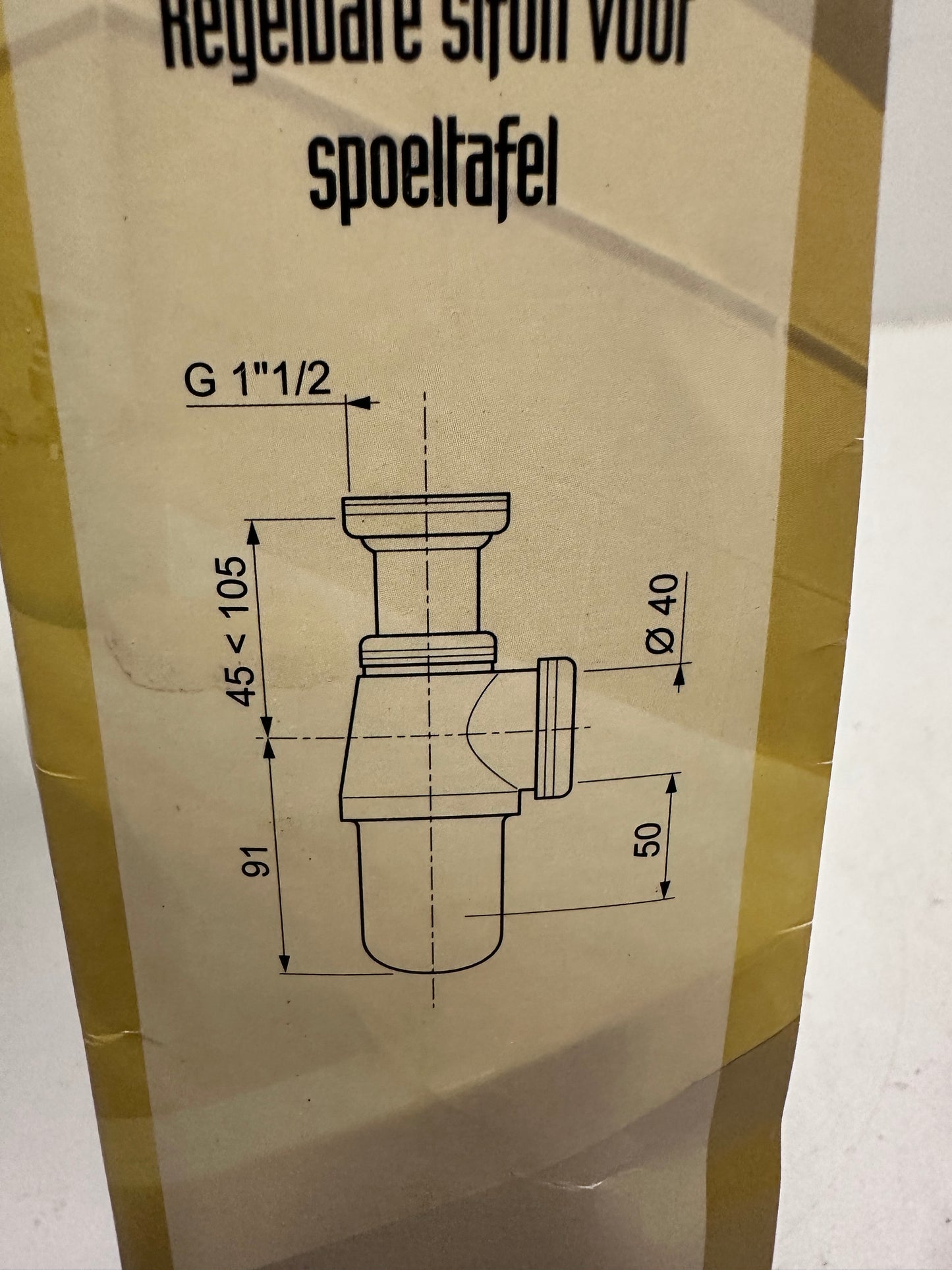 Wirquin SL501C Siphon d'évier classique ⌀40 mm en laiton réglable en hauteur, blanc