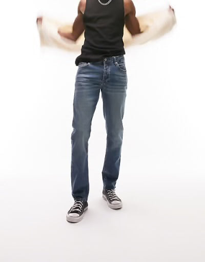Topman - Jean slim stretch - Délavage foncé moyen