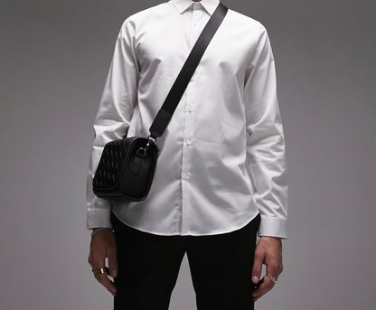 Topman - Chemise cintrée en satin à manches longues - Blanc