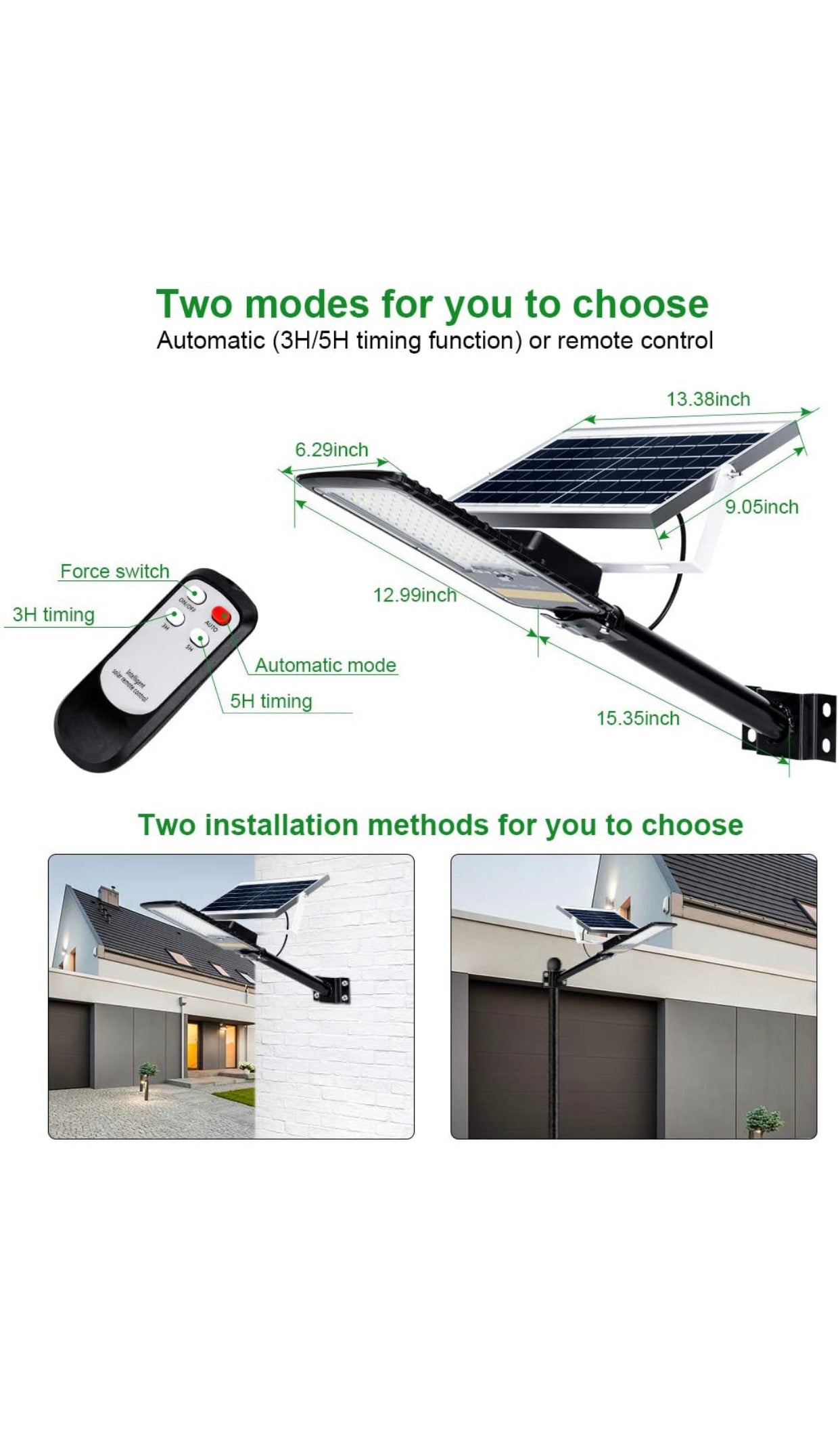 Lampadaire lampe solaire extérieur 80W 6500K 800LM avec télécommande IP67 étanche neuve