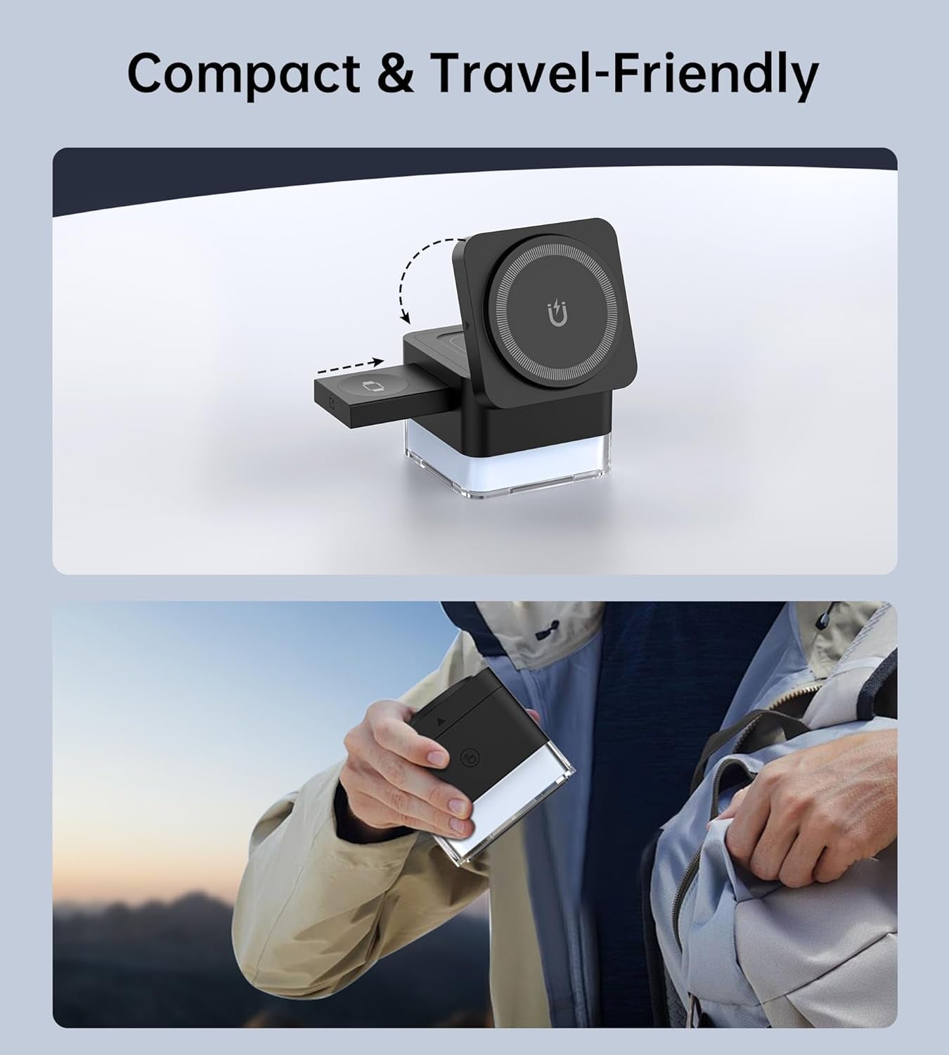 Station de charge 3 en 1 compatible avec Magsafe - Chargeur sans fil pour iPhone 16/16 Pro/16 Pro Max/15/14/13/12, AirPods 3/2/Pro