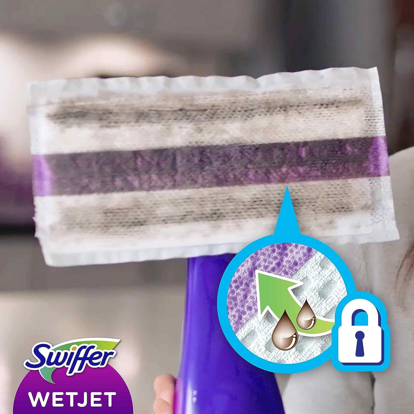 Swiffer WetJet Nettoyant Sol pour Balai Spray, Vent de Fraicheur, 5L (4 unités x 1.25L), Nettoyant